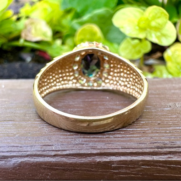 Amethyst Diamond Halo Ring, 10k Yellow Gold, Sz 8, Like New - Picture 11 of 11